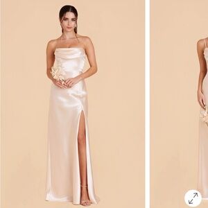 Birdy Grey Champagne Satin Cowl Maxi Dress with Side Slit